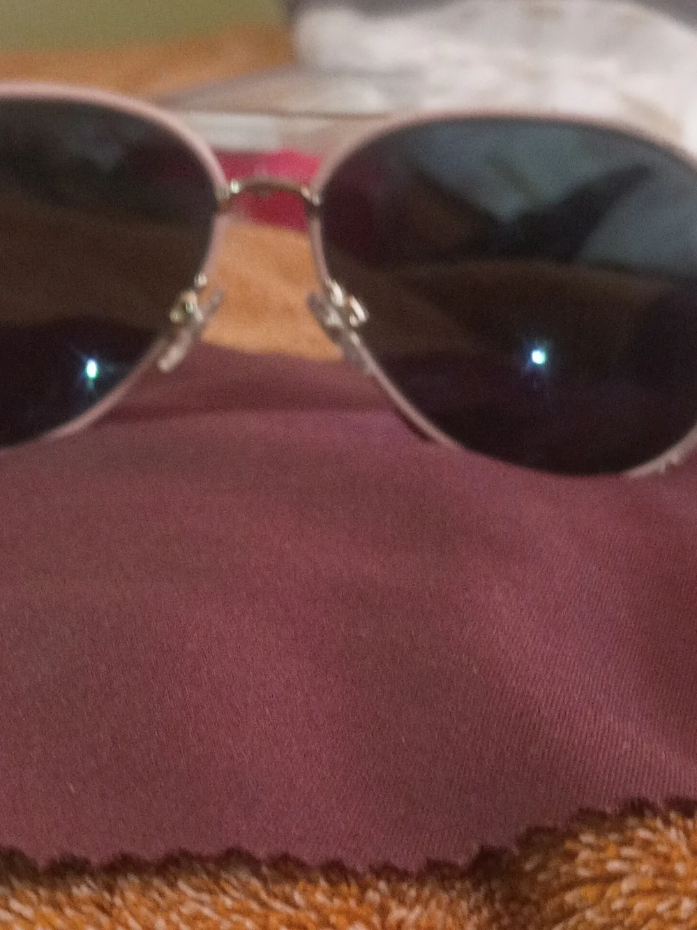 CHANEL Light Pink Metal Polorized  Pilot  Aviators W Gold